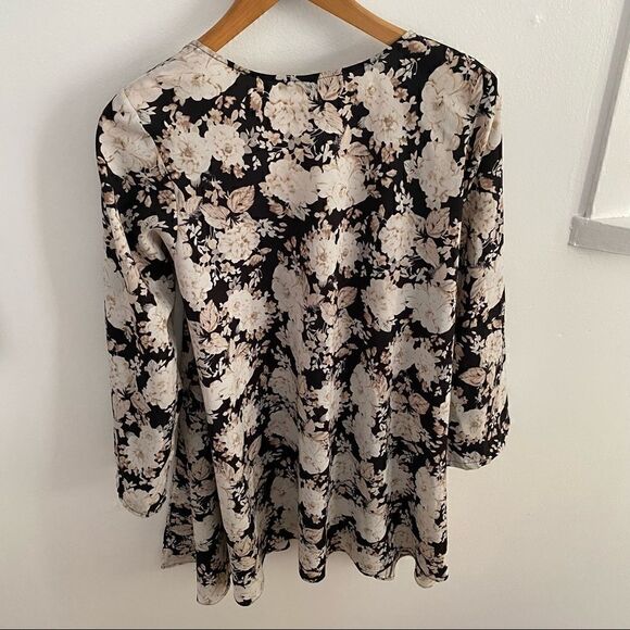 For Love And Lemons Floral Print Blouse Shirt In Cream And Black ~ Size L Large - Picture 2 of 7